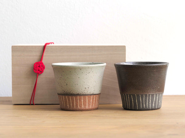 Ceramic cups (In a set of 2- White and Brown)
