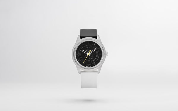 Q&Q Smile Solar Watch J005Y (Black dial on B&W strap)