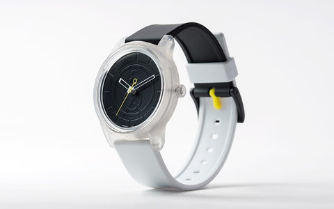 Q&Q Smile Solar Watch J005Y (Black dial on B&W strap)